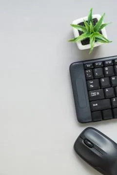 Top view of computer keyboard and mouse Stock Photos