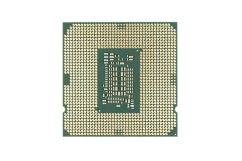 Top view computer processor isolated on white background. CPU. Central proc.. Foto stock