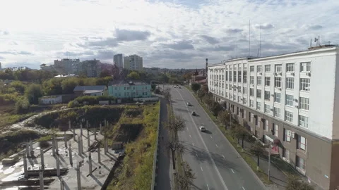 Top view of the construction on Dvoryanskaya Street Vladimir. Stock Footage 100352191