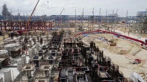 Top view of the construction site of a large factory Stock Footage 138266452