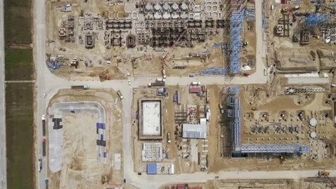 Top view of the construction site of a large factory Stock Footage 138266594