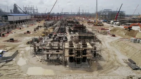 Top view of the construction site of a large factory Video stock 138266855