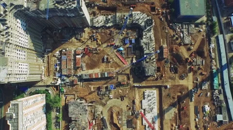 Top View of the Construction Site Moscow Summer Day Stock Footage 60771853