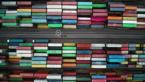 Top view of a container park Stock Footage 112759260