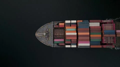 Top view of a container ship carrying cargo into the port of Halifax, Canada. Stock Footage 274318236