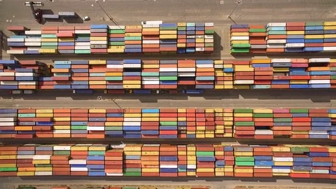 Top view of container terminal Stock Footage 75239567