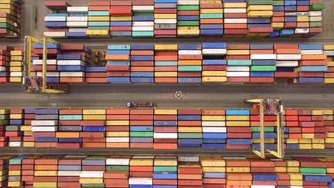 Top view of container terminal Stock Footage 75239701