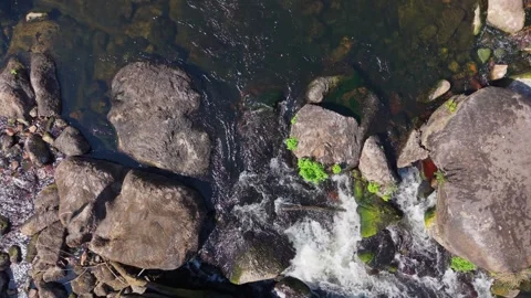 Top View Of The Corgo River Rushing Through Natural Rocks Stock Footage 344945000
