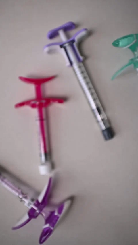 Top view of cosmetic syringes Stock Footage 295425830