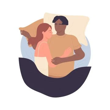 Top view of couple sleeping in bed Stock Illustration