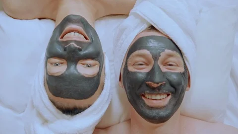 Top view couple in spa Stock Footage 123963028