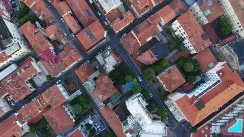 Top view of the cozy and smooth streets of the city. Comfortable environment Stock Footage 170560925