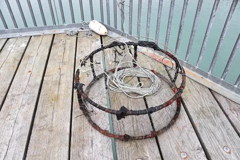 Top view of a crab lobseter trap Stock Photos