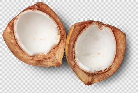 Top view of crack opened king coconut isolated Stock Photos