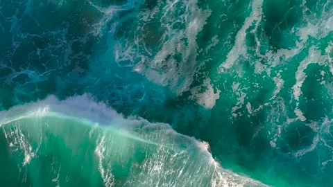 Top View Of Crashing Rough Waves. Aerial Shot Stock Footage 318232025