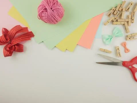 Top view creative desk Stock Photos