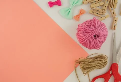 Top view creative desk Stock Photos