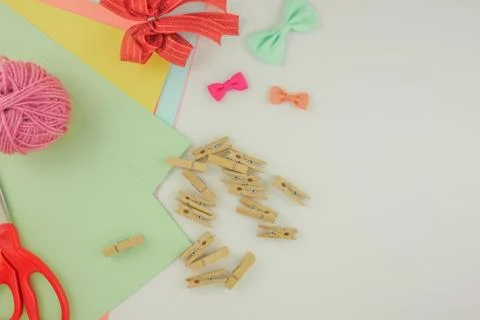 Top view creative desk Stock Photos