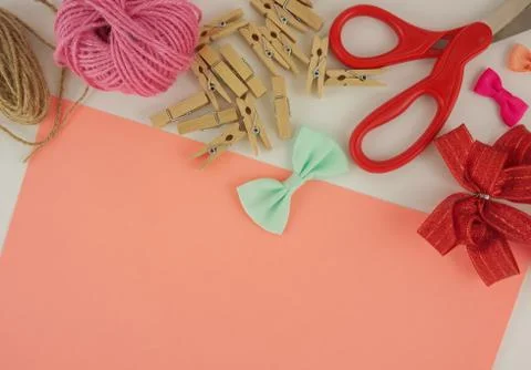 Top view creative desk Stock Photos