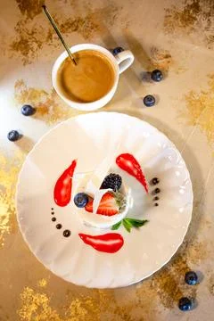 Top view creative serving of coke mousse dessert in a restaurant Stock Photos