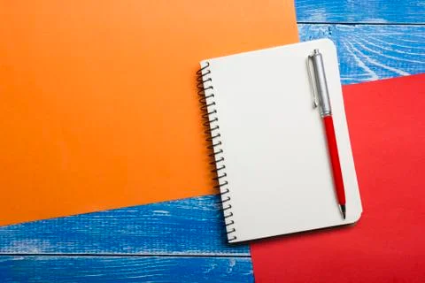 Top View of Creative Writing Concept With Pencils, Book, Notepad on Wooden Table Stock Photos