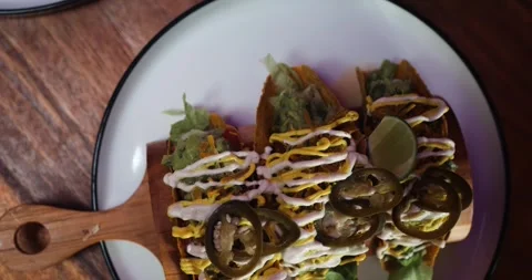 Top View of Crispy Taco Shells Slowly Turning Right. Stock Footage 286432682