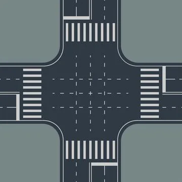 Top view to crossroad on gray back Stock Illustration