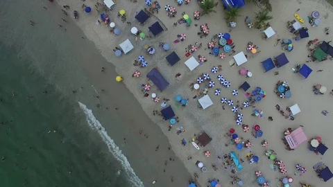 Top View of a Crowded Beach in Brazil Stock Footage 73020495