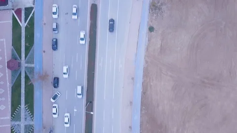 Top view of a crowdy road chase drone shot02 Stock Footage 103114315