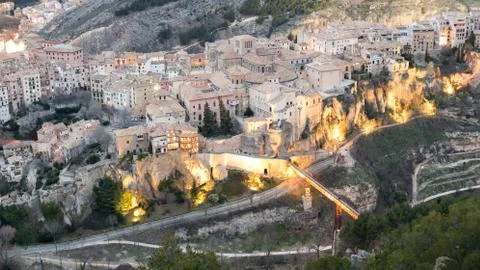 Top view of Cuenca at dusk Foto stock