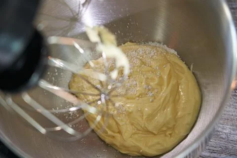 Top view of the culinary mixer in which the dough is kneaded Stock Photos