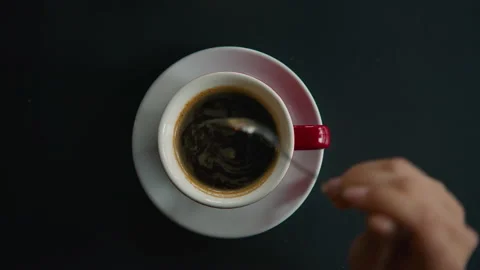 Top view on cup of americano or instant coffee Stock Footage 162320902