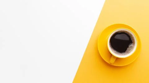 Top view cup coffee with copy space. High quality and resolution beautiful photo Stock Photos