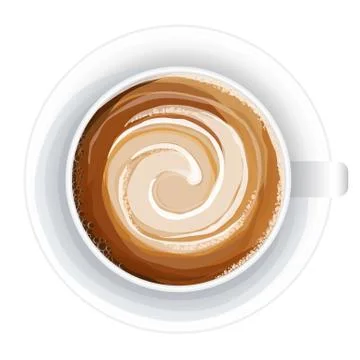 Top view of a cup of coffee, isolate on white Stock Illustration