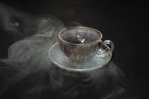 Top view of a cup of coffee, isolate on black background Stock Photos