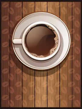 Top view of a cup of coffee, vector illustration Stock Illustration