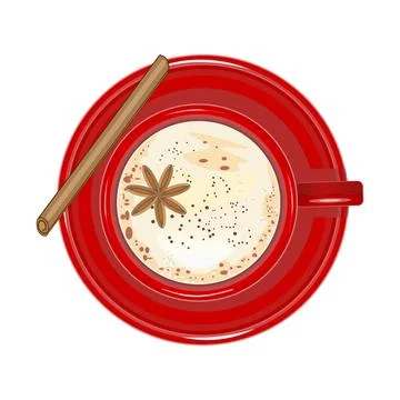 Top view cup of eggnog isolated on white background. Stock Illustration