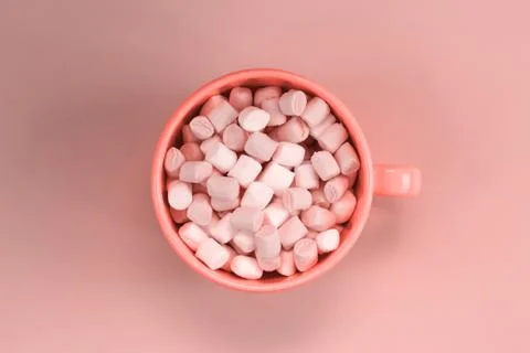 Top view cup with marshmallows toned Foto stock