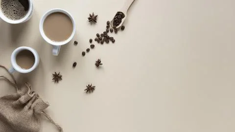 Top view cups coffee table 2 Stock Photos