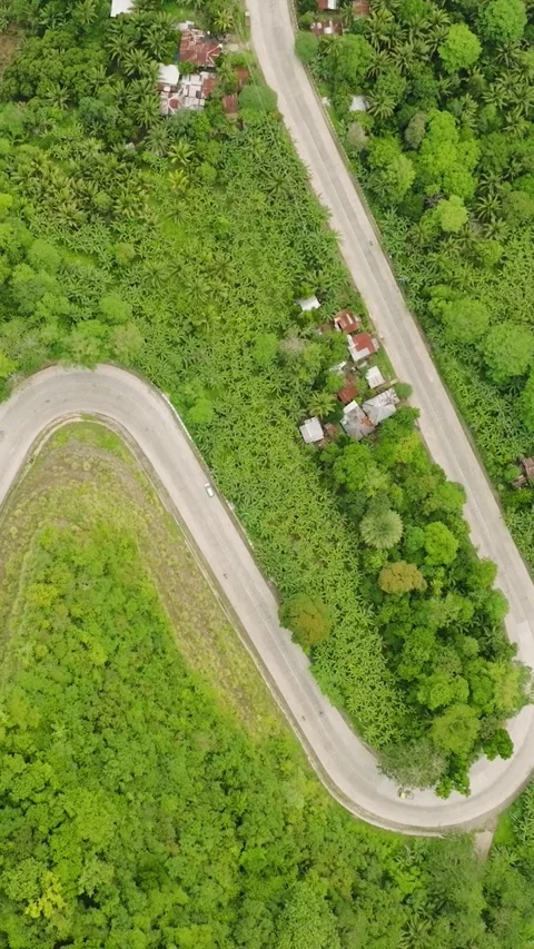 Top view of curve road in mountain. Philippines. Stock Footage 253315383