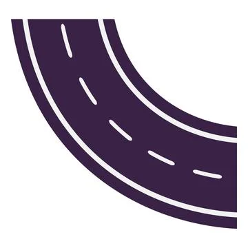 Top view of a curved road section with markings. Asphalt highway, motorway. Stock Illustration