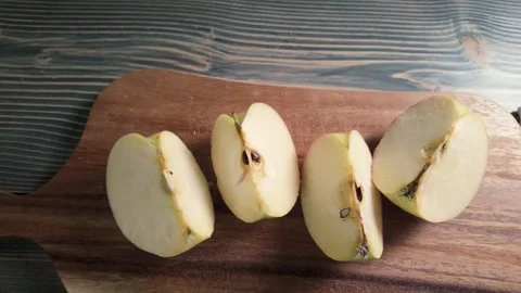 Top View of Cutting an Apple Stock-Footage 344778638