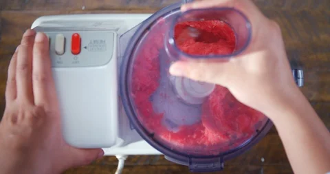 Top View Cutting Beef into Small Pieces Stock Footage 107844581