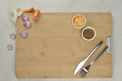 Top view of cutting board isolated Stock Photos
