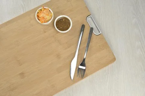 Top view of cutting board isolated Stock Photos
