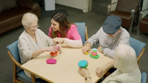 Top view of a daily scene in a nursing home Stock Footage 258205802