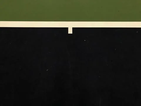 Top view of dark blue, white lines and dark green surface at tennis court Stock Illustration