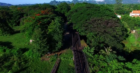 Top view of death railway Stock Footage 79862723