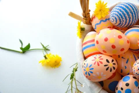 Top View of Decorated Easter Eggs Stock Photos