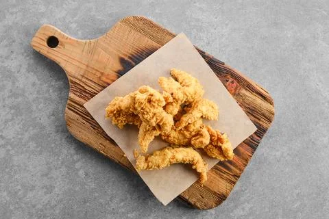 Top view of deep fried chicken nuggets in breading Stock-Fotos
